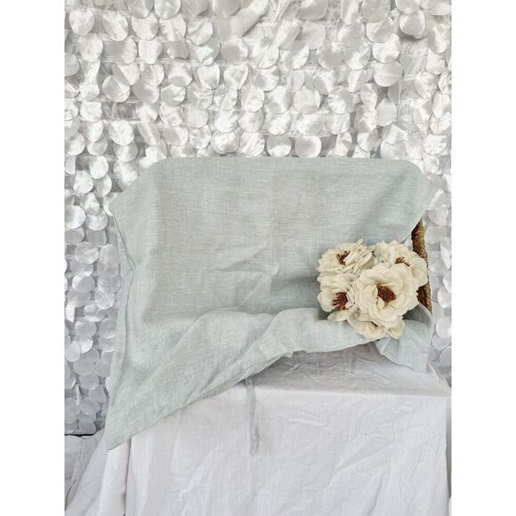 100% Linen SQUARE EURO SHAM AQUA BLUE Pine Cone Hill NWOT Back Ties - Picture 1 of 6